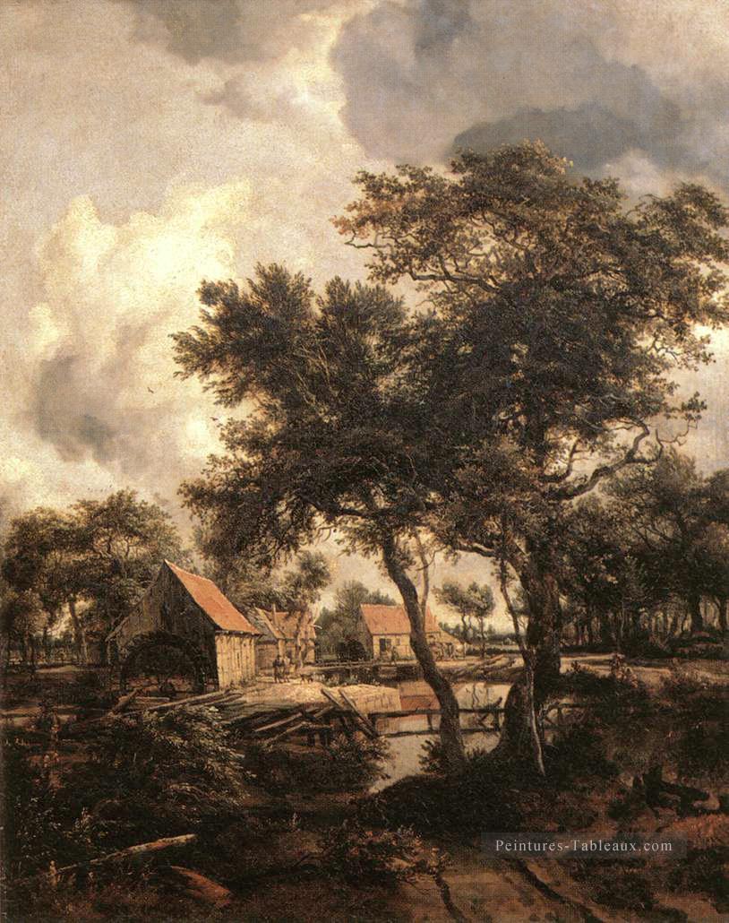Le moulin à eau 1660 paysage Meindert Hobbema Peintures à l'huile